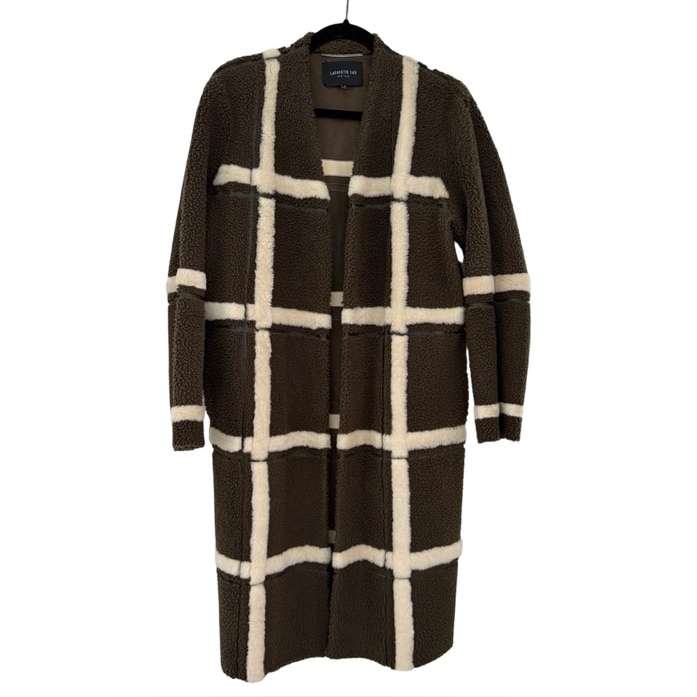 Lafayette 148 Shearling Coat Small 100% Lamb wool & Leather Long Teddy Jacket